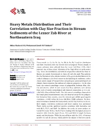 Heavy Metals Distribution and Their Correlation with Clay Size Fraction in Stream Sediments of the Lesser Zab River at Northeastern Iraq