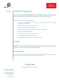 Java SE 7 Programming Course Details