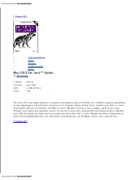 Mac OS X for Java™ Geeks by Will Iverson