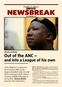 Out of the ANC – and Into a League of His Own