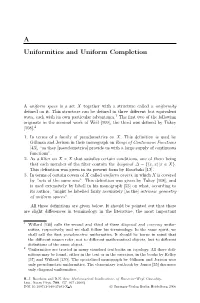 A Uniformities and Uniform Completion