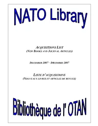 Acquisitions List Liste D'acquisitions