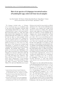 Diet of Six Species of Galapagos Terrestrial Snakes (Pseudalsophis Spp.) Inferred from Faecal Samples