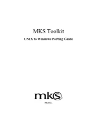 MKS Toolkit UNIX to Windows Porting Guide