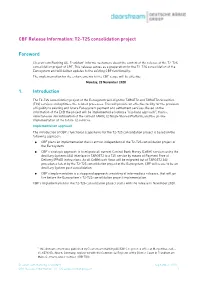 CBF Release Information: T2-T2S Consolidation Project