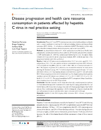 Disease Progression and Health Care Resource Consumption in Patients Affected by Hepatitis C Virus in Real Practice Setting