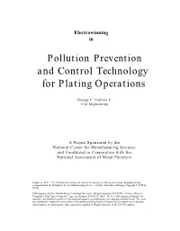Electrowinning in Pollution Prevention and Control Technology for Plating Operations