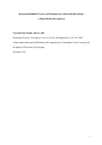 Integrating Buddhist Practices and Principles Into Mental Health Settings