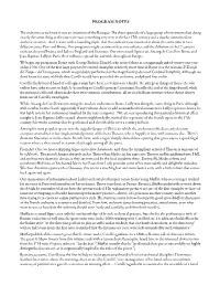 Juilliard415 Program Notes