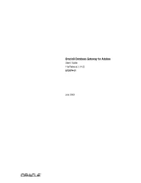 Oracle Database Gateway for Adabas User's Guide, 11G Release 2 (11.2) E12074-01