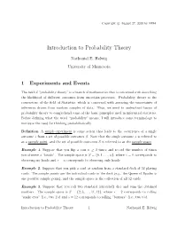 Introduction to Probability Theory