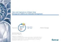 Value and Implications of Master Data Management (MDM) and Metadata Management