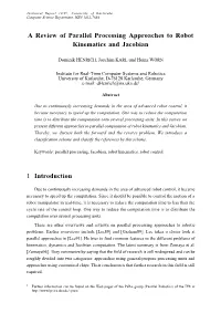 A Review of Parallel Processing Approaches to Robot Kinematics and Jacobian