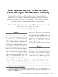 A Stress Inoculation Program to Cope with Test Anxiety: Differential Efficacy As a Function of Worry Or Emotionality