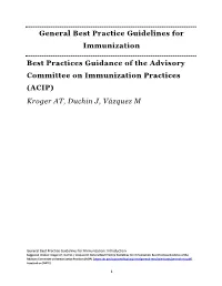 Advisory Committee on Immunization Practices (ACIP) General Best