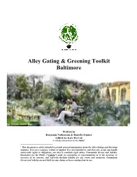 Alley Gating & Greening Toolkit Baltimore