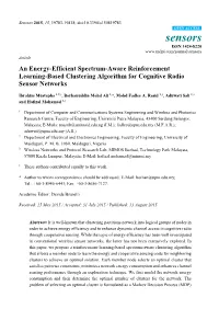An Energy-Efficient Spectrum-Aware Reinforcement Learning-Based Clustering Algorithm for Cognitive Radio Sensor Networks