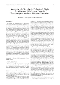 Analysis of Circularly Polarized Light Irradiation Effects on Double