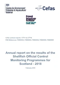 Annual Report on the Results of the Shellfish Official Control Monitoring Programmes for Scotland - 2018