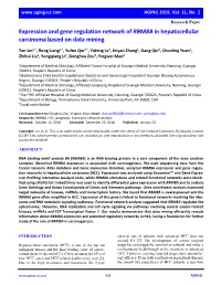 Expression and Gene Regulation Network of RBM8A in Hepatocellular Carcinoma Based on Data Mining