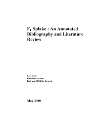 F1 Splake : an Annotated Bibliography and Literature Review