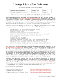 Linotype Library Gold Edition 1.7** September 2002 See Page 2 2