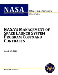 NASA's Management of Space Launch System