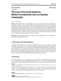 Neither Correlationist Gem Nor Kantian Catastrophe
