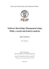 Software Knowledge Management Using Wikis: a Needs and Features Analysis