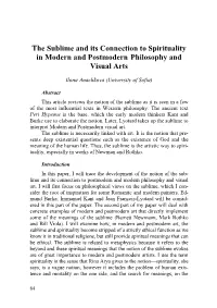 The Sublime and Its Connection to Spirituality in Modern and Postmodern