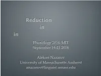 Vowel Reduction Rds: an Instance of Foot Recursion? Or a Language-Speciﬁc Prosodic Unit? Introduction