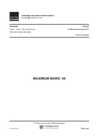2017 Paper 1 Specimen Mark Scheme
