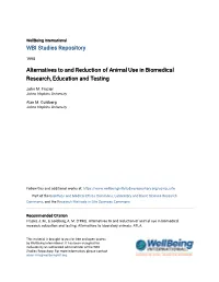 Alternatives to and Reduction of Animal Use in Biomedical Research, Education and Testing