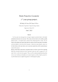 Finite Projective Geometry 2Nd Year Group Project