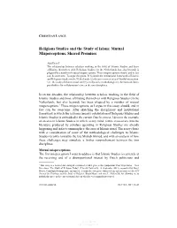 Religious Studies and the Study of Islam: Mutual Misperceptions, Shared Promises