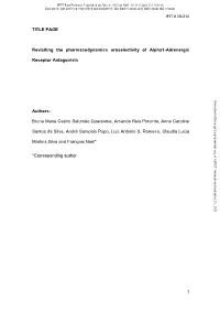 Revisiting the Pharmacodynamics Uroselectivity of Alpha1-Adrenergic