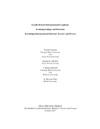 Socially Situated Entrepreneurial Cognition: Promising Linkage and Directions in Studying Entrepreneurial Behavior, Practice, A
