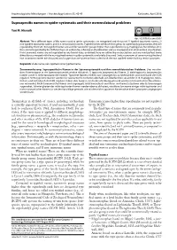 Supraspecific Names in Spider Systematic and Their Nomenclatural Problems