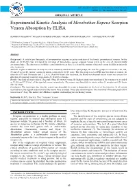 Experimental Kinetic Analysis of Mesobuthus Eupeus Scorpion Venom Absorption by ELISA
