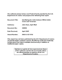 Identifying the Links Between White-Collar Crime and Terrorism