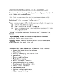 Indicative Planting Lists for the Camden LGA