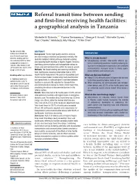Referral Transit Time Between Sending and First-Line Receiving Health Facilities: a Geographical Analysis in Tanzania