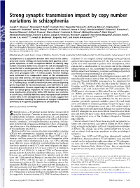 Strong Synaptic Transmission Impact by Copy Number Variations in Schizophrenia