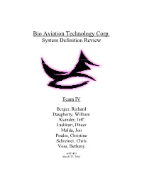 Bio Aviation Technology Corp. System Definition Review