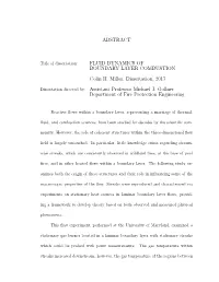 Fluid Dynamics of Boundary Layer Combustion