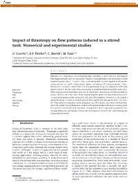 Impact of Thixotropy on Flow Patterns Induced in a Stirred Tank
