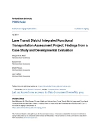 Lane Transit District Integrated Functional Transportation Assessment Project: Findings from a Case Study and Developmental Evaluation