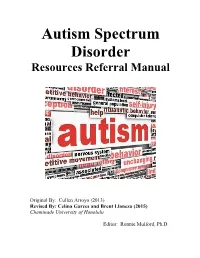 Autism Spectrum Disorder Resources Referral Manual