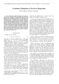 Covariance Estimation in Two-Level Regression