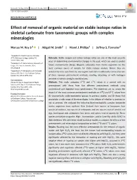 Effect of Removal of Organic Material on Stable Isotope Ratios in Skeletal Carbonate from Taxonomic Groups with Complex Mineralogies